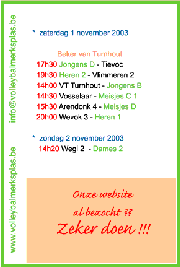 Overzicht wedstrijden volgend weekeind