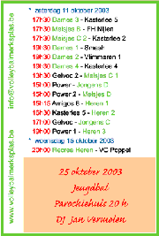 Overzicht wedstrijden volgend weekeind