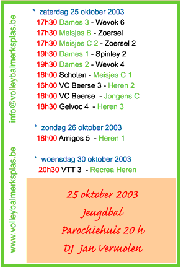 Overzicht wedstrijden volgend weekeind