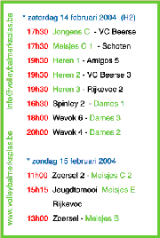 Overzicht wedstrijden volgend weekeind