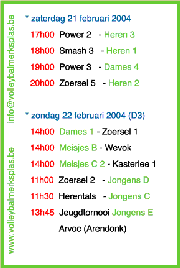 Overzicht wedstrijden volgend weekeind