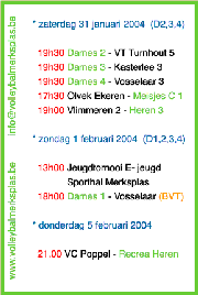 Overzicht wedstrijden volgend weekeind