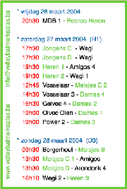 Overzicht wedstrijden volgend weekeind