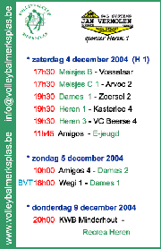 Overzicht wedstrijden volgend weekeind
