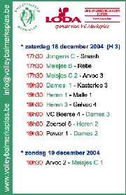 Overzicht wedstrijden volgend weekeind