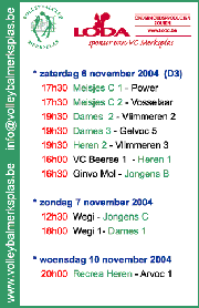 Overzicht wedstrijden volgend weekeind