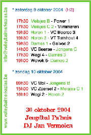 Overzicht wedstrijden volgend weekeind