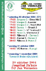 Overzicht wedstrijden volgend weekeind