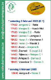 Overzicht wedstrijden volgend weekeind