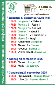 Overzicht wedstrijden volgend weekeind