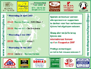 Overzicht wedstrijden volgend weekeind