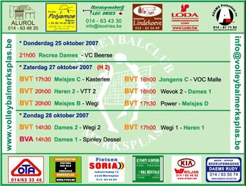 Overzicht wedstrijden volgend weekeind