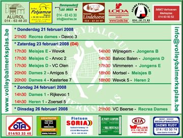 Overzicht wedstrijden volgend weekeind