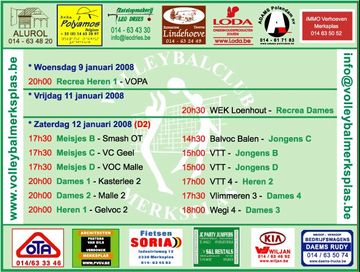 Overzicht wedstrijden volgend weekeind