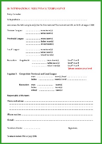 Entry formular PDF