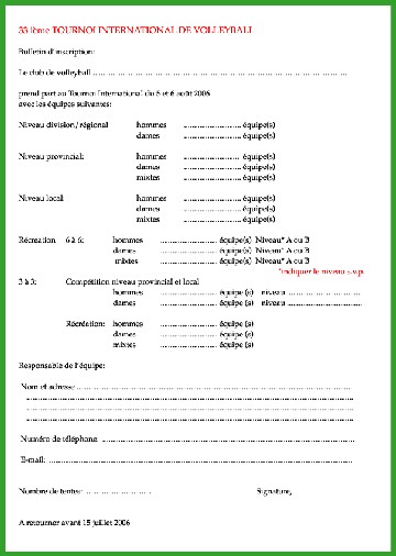 Bulletin d'inscription PDF