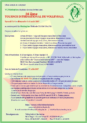 Information Tournoi de volleyball 2007 - PDF