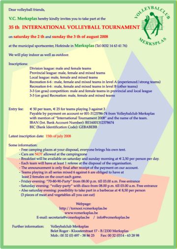 Information volleyball tournament 2008 - PDF