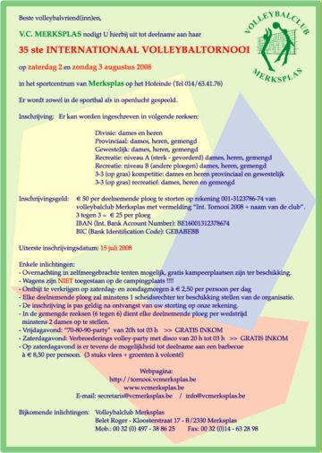 Informatie volleybaltornooi 2008 - PDF