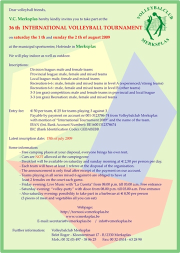 Information volleyball tournament 2009 - PDF