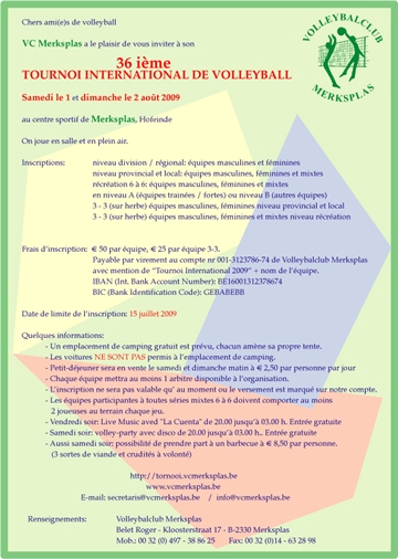 Information Tournoi de volleyball 2009 - PDF