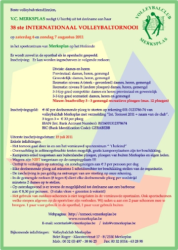 Informatie volleybaltornooi 2011 - PDF