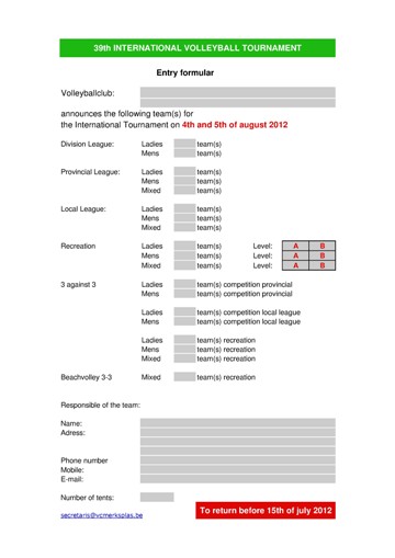 Entry formular xls