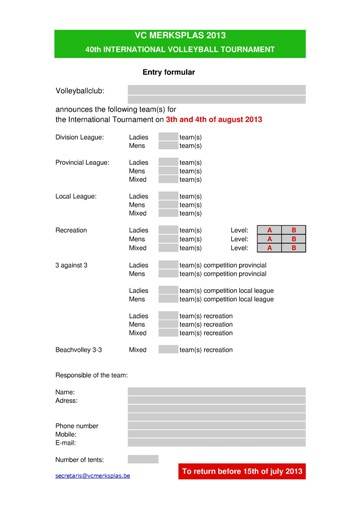 Entry formular xls